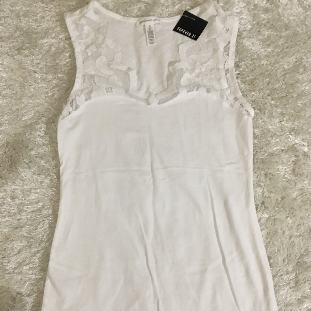 NWT Forever 21 white lace t shirt.